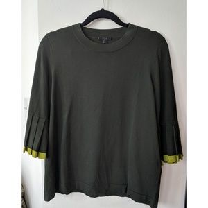 COS Green Knit Top with Ruffled sleeves